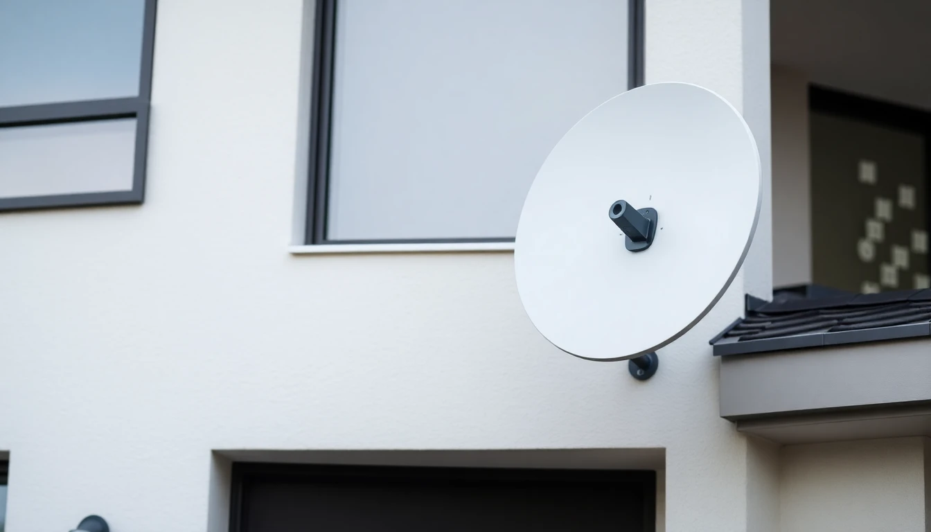 Professional DSTV satellite installation on a modern house.
