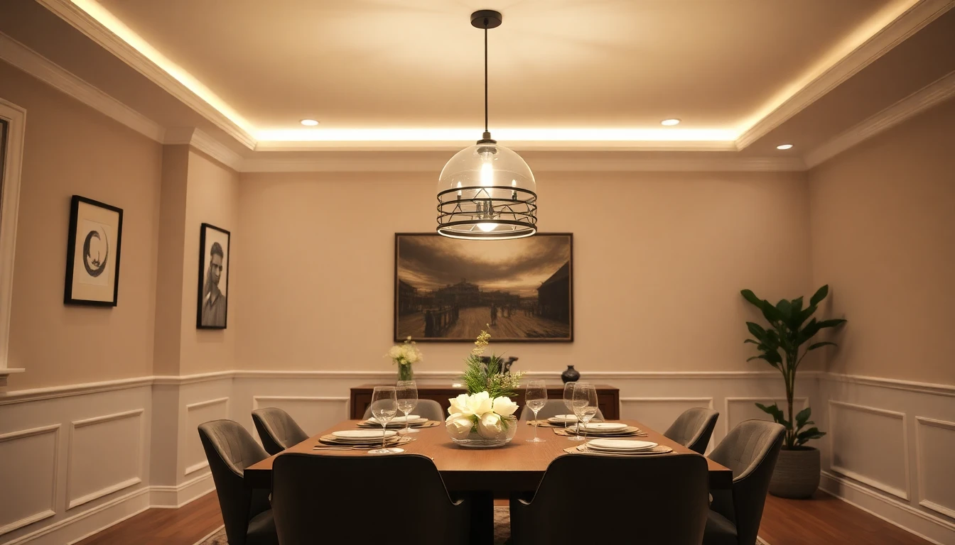 Elegant smart lighting in a dining room.